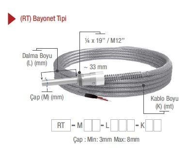 EMKO RT STANDART BAYONET TİP PT100 TERMOREZİSTANS